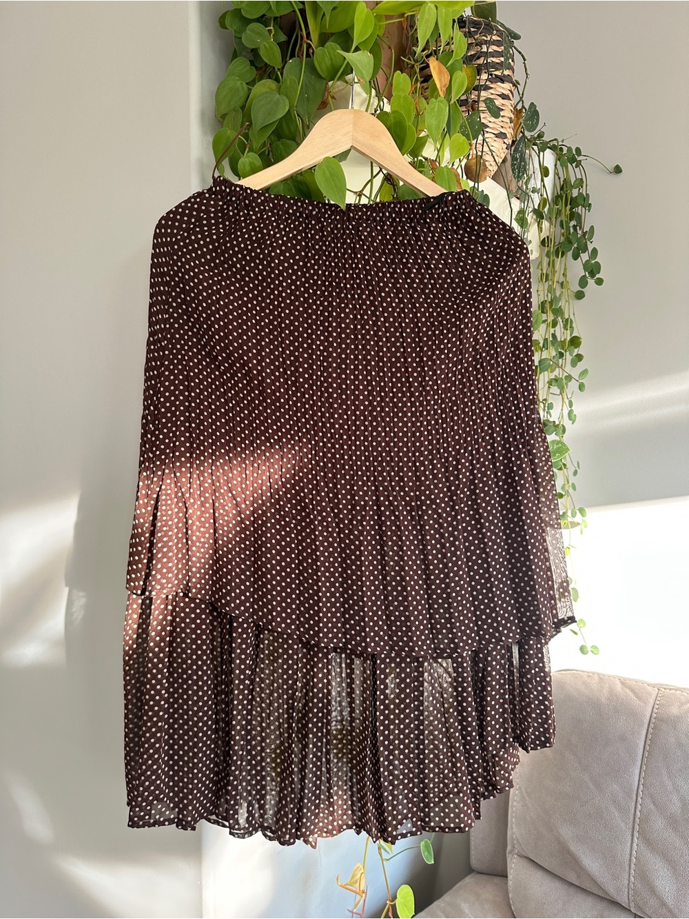 Brown polka dot skirt